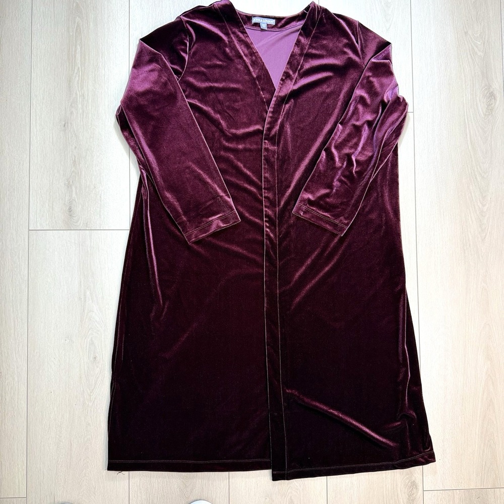 Jessica‎ London Womens 18/20 Burgundy Velvet Open Front Duster Cardigan Plus